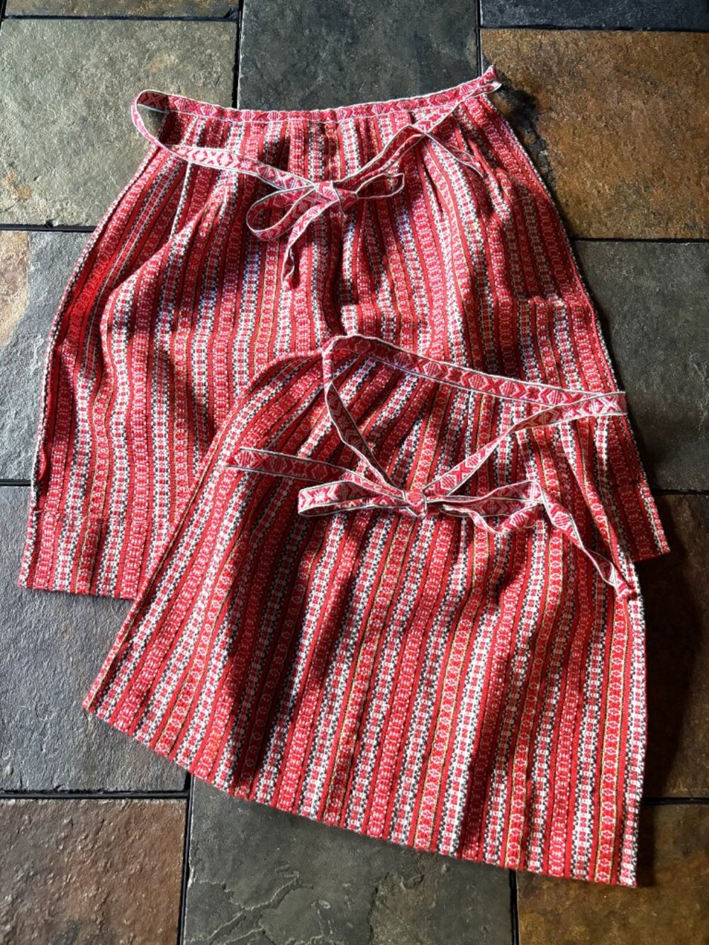 Vintage Swedish Leksand Style Children's Folk Costume Aprons Matching Pair